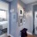 stacked washer/dryer in designated, lighted niche